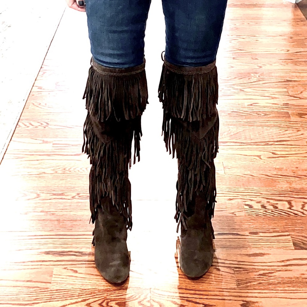 Sam Edelman Uri Over the Knee Suede Fringe Boot
